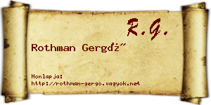 Rothman Gergő névjegykártya